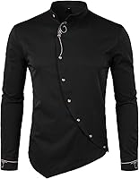 ZEROYAA Men's Gold Embroidery Slim Fit Long Sleeve Button-Down Dress Shirt - Luxury Stylish Fit