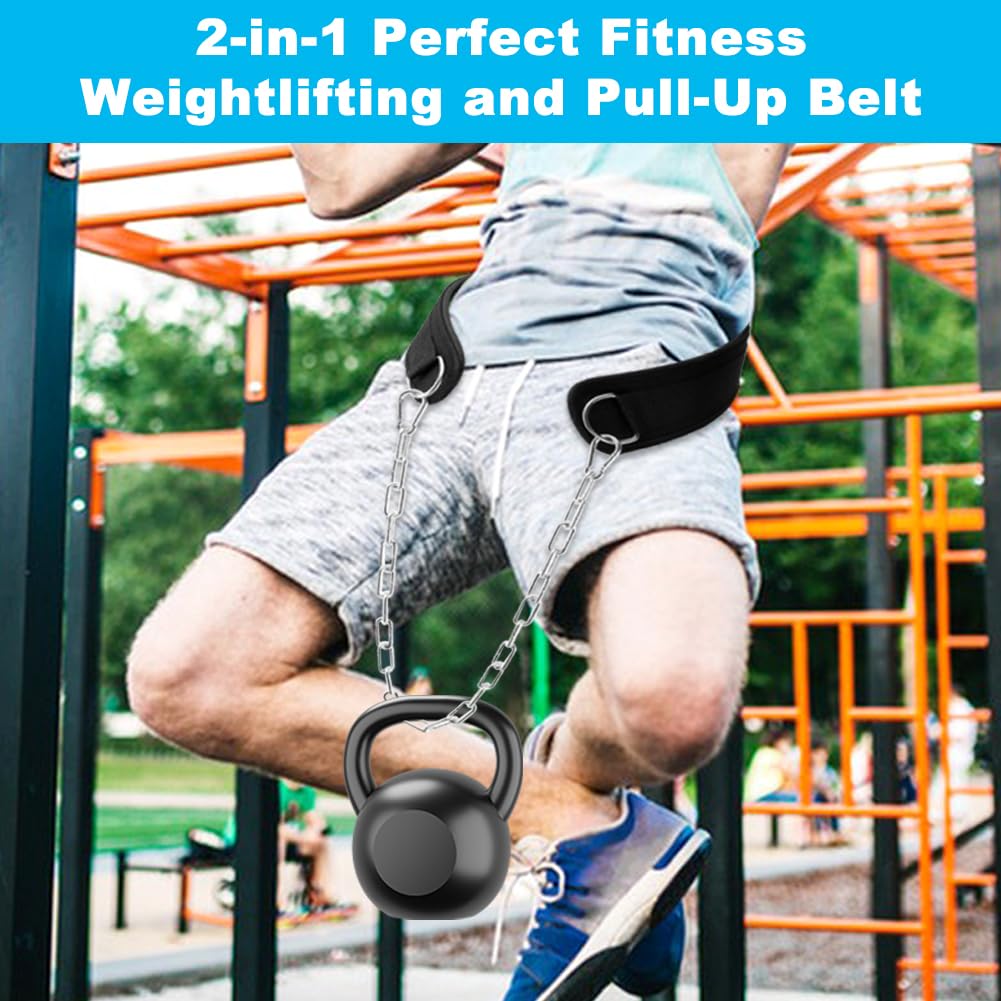 Dip-Gürtel mit 86,4 cm robuster Kette, Gewichthebergürtel oder Klimmzüge, Powerlifting, Kniebeugen und Bodybuilding, Tragkraft von 250 kg - 295 kg
