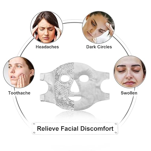 Miniatura 16 de Máscaras faciales frías para ojos, máscara facial de hielo, compresa fría y caliente para ojeras, hinchazón, migrañas, dolor de cabeza, estrés, #03