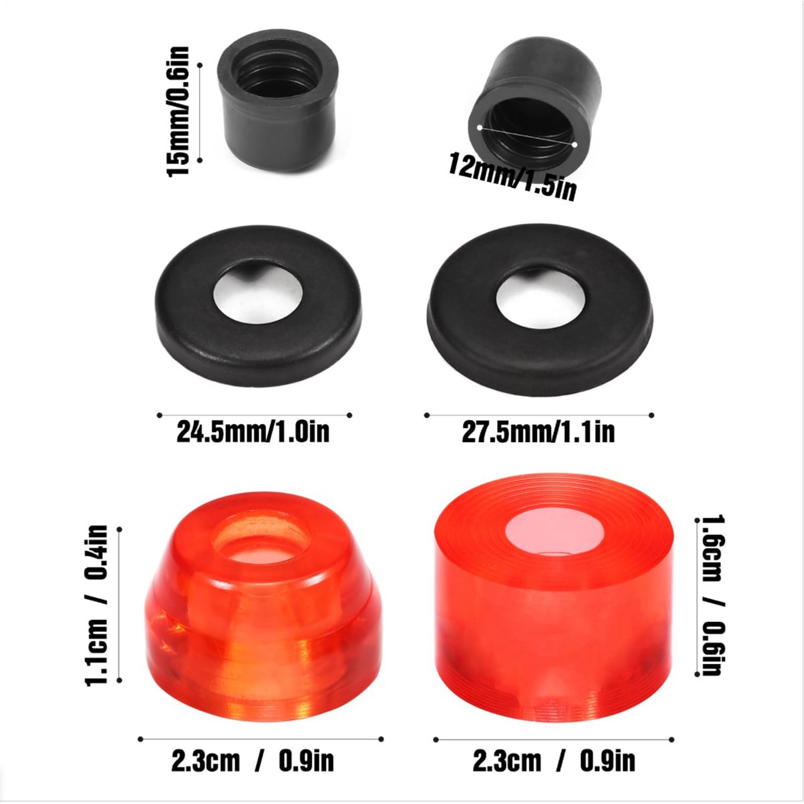 Piezas de Skateboard con Copas Pivote y Bujes de Soporte para Cruiser, Training, Competition