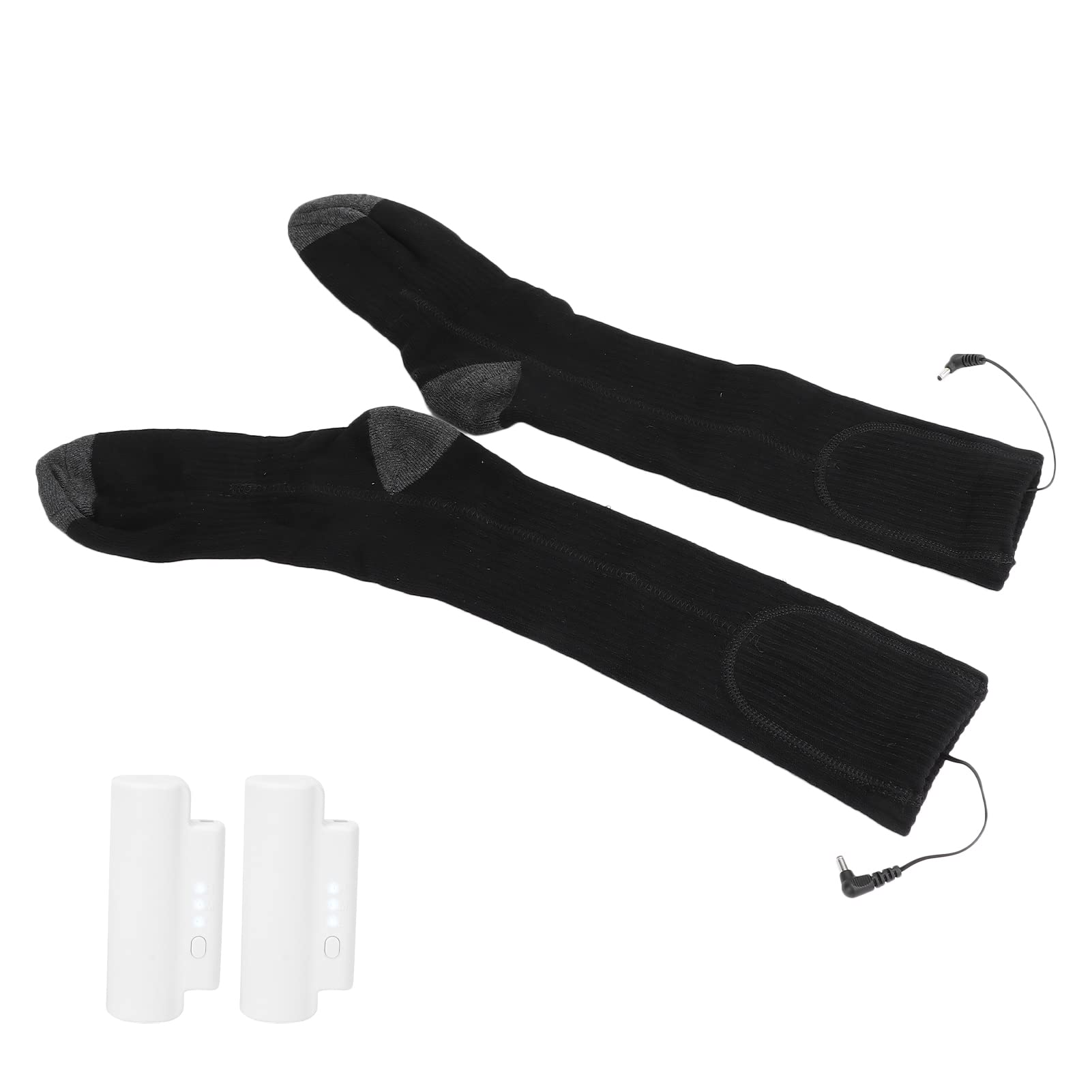 Chaussettes Chauffantes électriques, Coton Doux et épais, Batterie Rechargeable USB, Chaussettes Thermiques, Gris, Noir