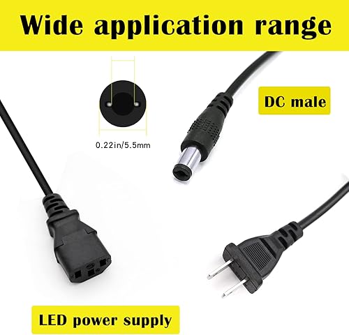 Miniatura 3 de Adaptador de corriente para cámara de seguridad de 2 puntas, 12 V, 5 A, 100 V-240 V, adaptador de corriente de 8 vías, cable divisor de alimentación