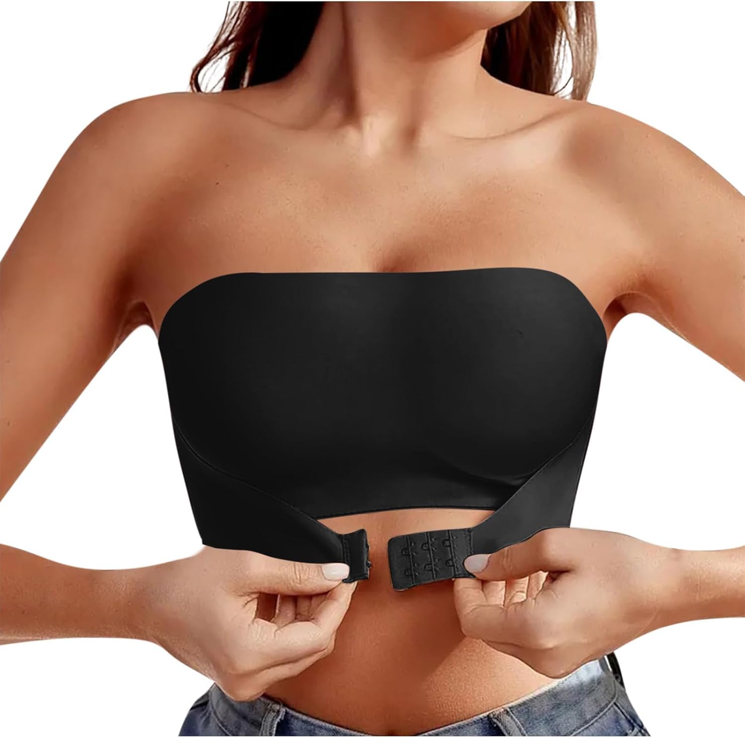 Strapless Bras for Women No Underwire Non-Slip Bandeau Tube Top Push Up Wirefree Backless Breathable Everyday Bra