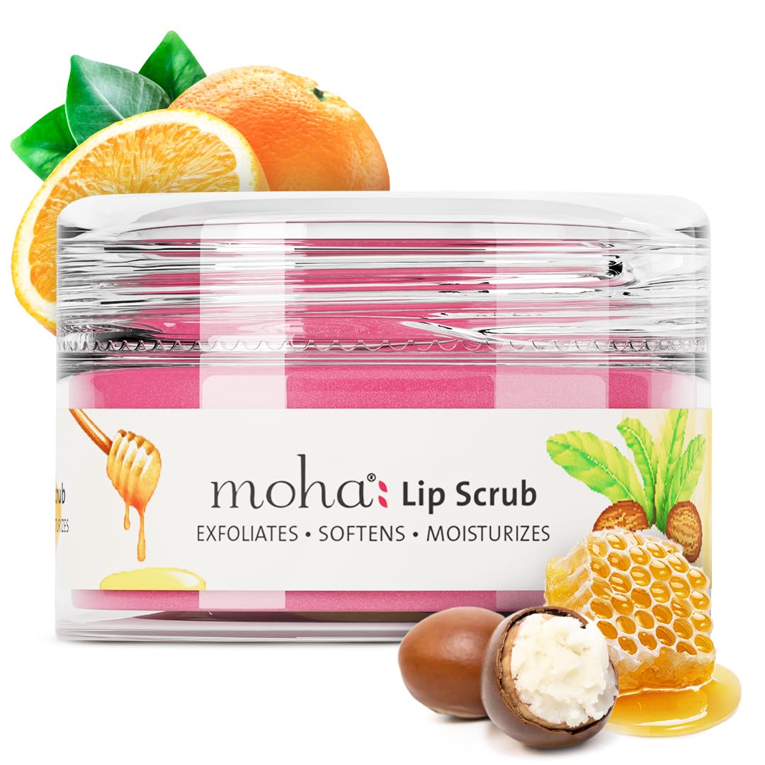 Moha Lip Scrub for Pigmented Lips | Darkness Remover with Shea Butter, Honey, Vitamin C & E | Gently Exfoliates Dry & Chapped Lips, Reduces Fine Lines, Brightens Complexion & Restores Natural Color – 12 g