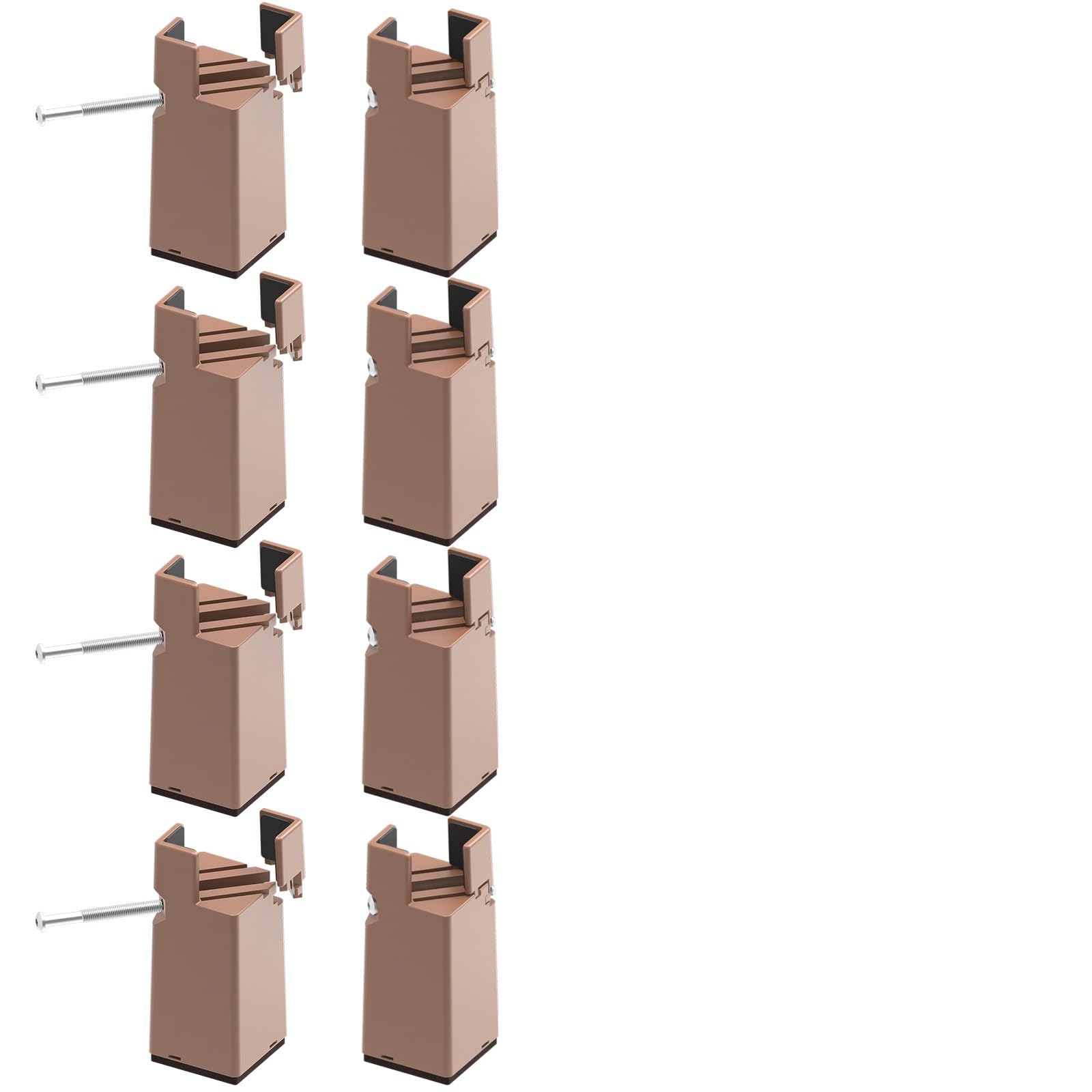 LATEAU Patas De Silla 8 elevadores de Patas Ajustables for Muebles, Almohadillas Antideslizantes for Patas de Silla, 5 cm/10 cm, for sofá, Mesa, Cama, con Abrazadera de Tornillo.(Brown,10cm)