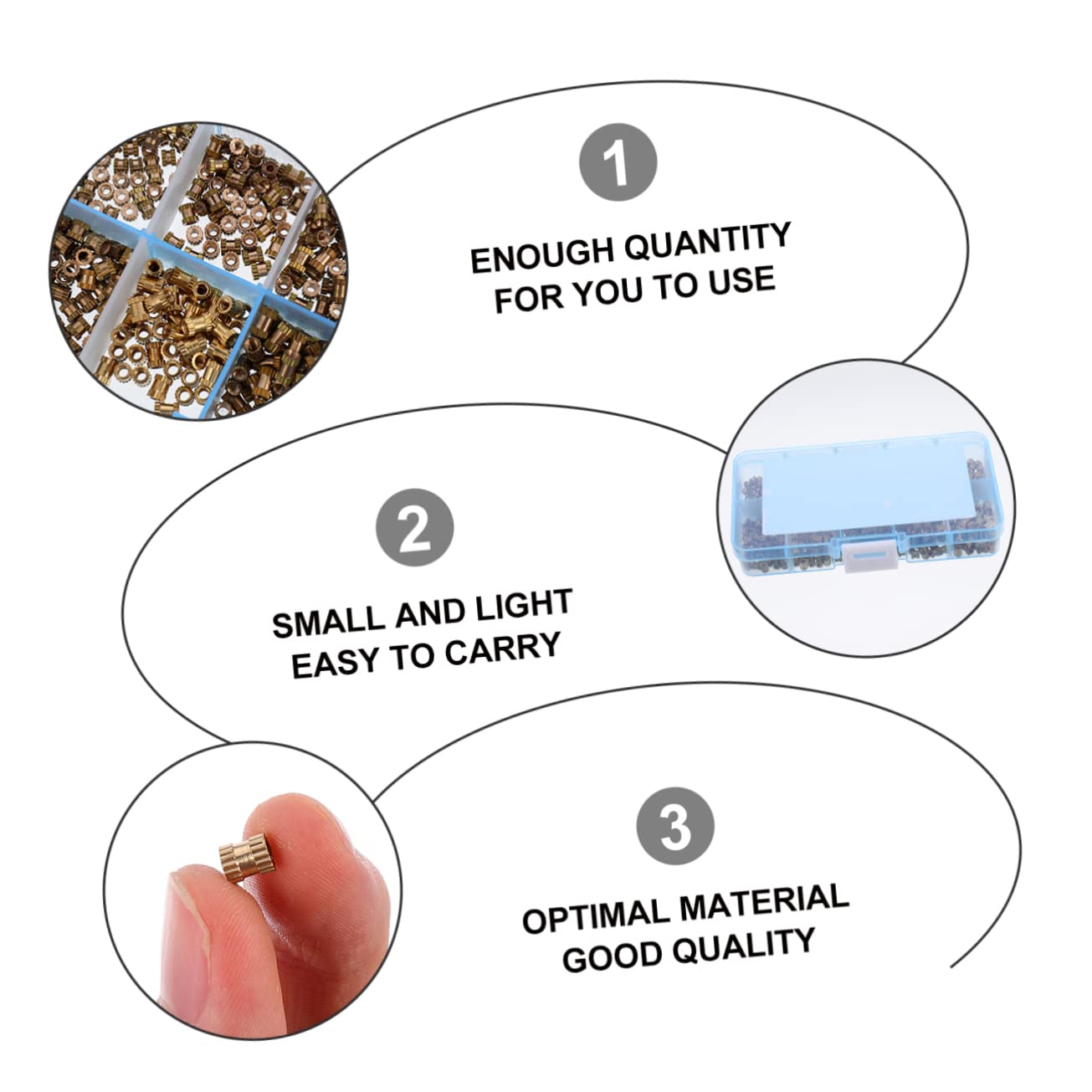 Mobestech 1500pcs Injection Moulded Brass Thread Inserts Knurled Nuts Inserts Nuts for Hardware