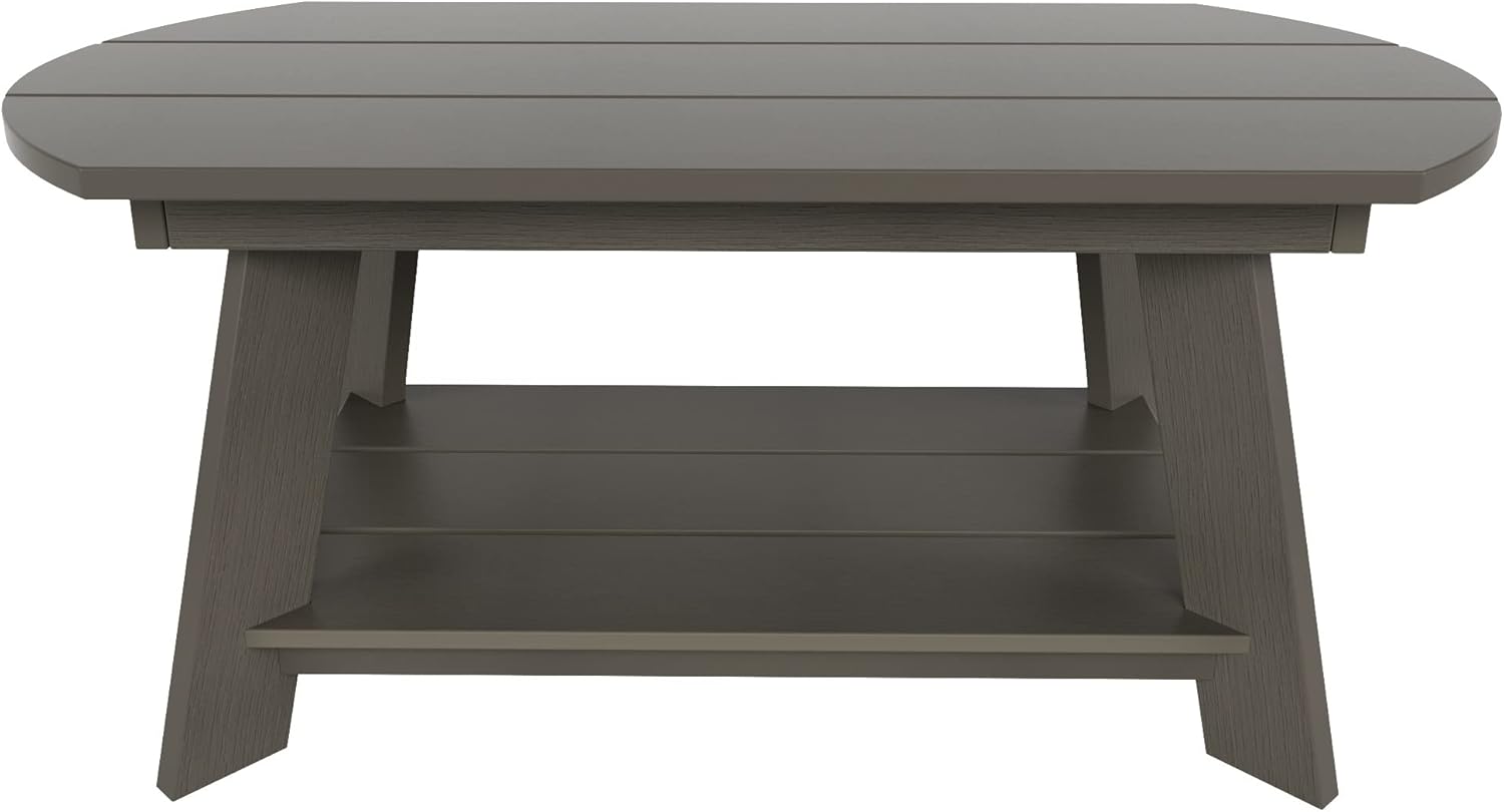 WestinTrends Tuscany Outdoor Coffee Table, All Weather HIPS 2 Tier Patio Adirondack Coffee Table, Charcoal Gray