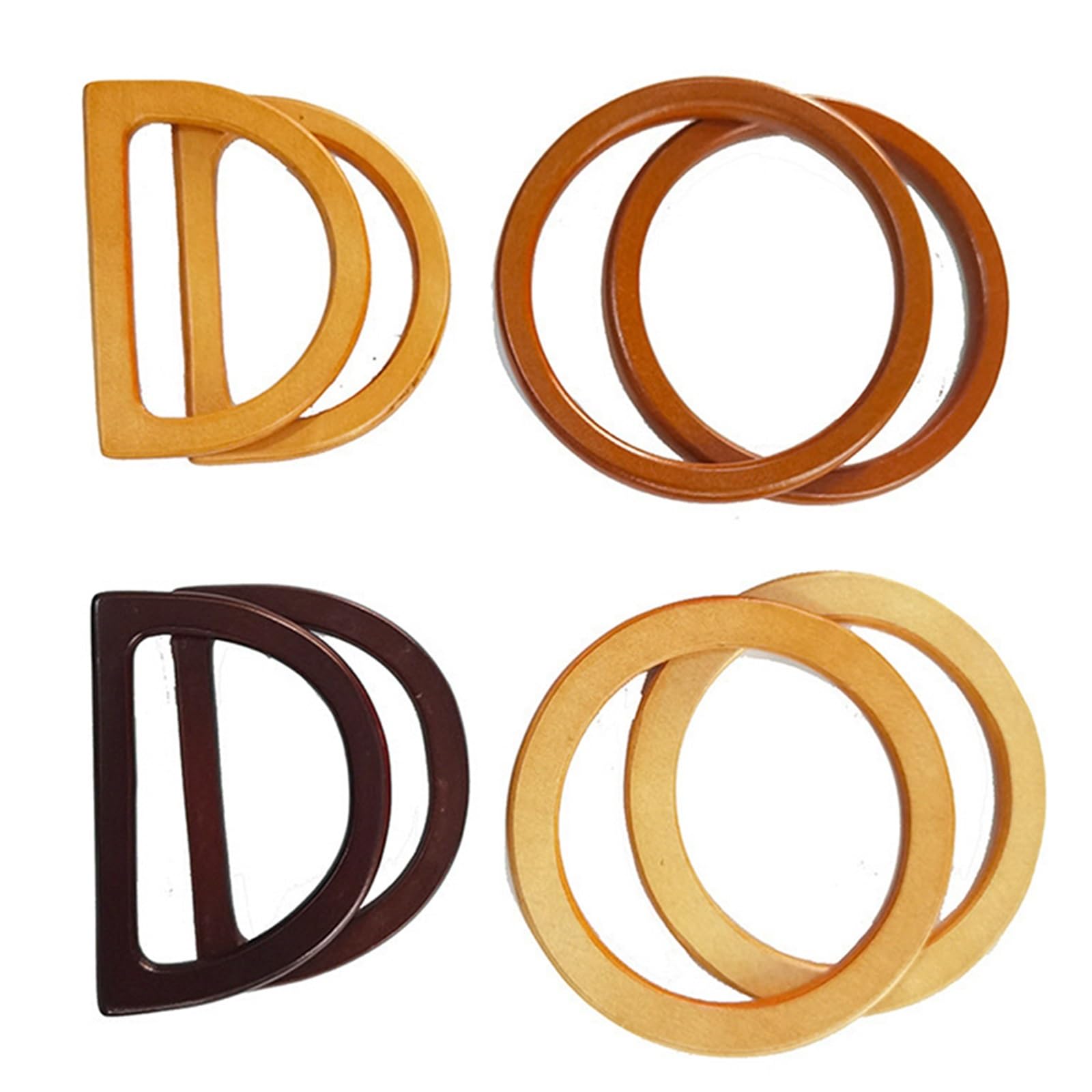 Mango de madera maciza 4 piezas Para Bolsos | Bolso hecho a mano DIY, bolso tejido, bolso, bolso, asas, anillo, bolso portátil(Camel)
