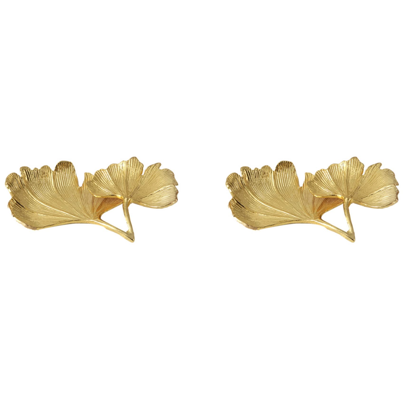 Hndhbfgrt 2X Ginkgo Biloba Leaf Decorative Tray Gold Jewelry Tray Desk Decorative Dish Organizer Tray for Ring Necklace