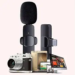 Microfone Lapela Sem Fio para iPhone, iPad, Conector Lightning, Wireless, Preto