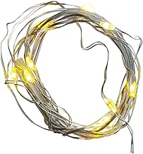Fachhandel Plus Micro LED Draht Lichterkette mit 10 LED´s Timerfunktion Indoor Batteriebetrieb