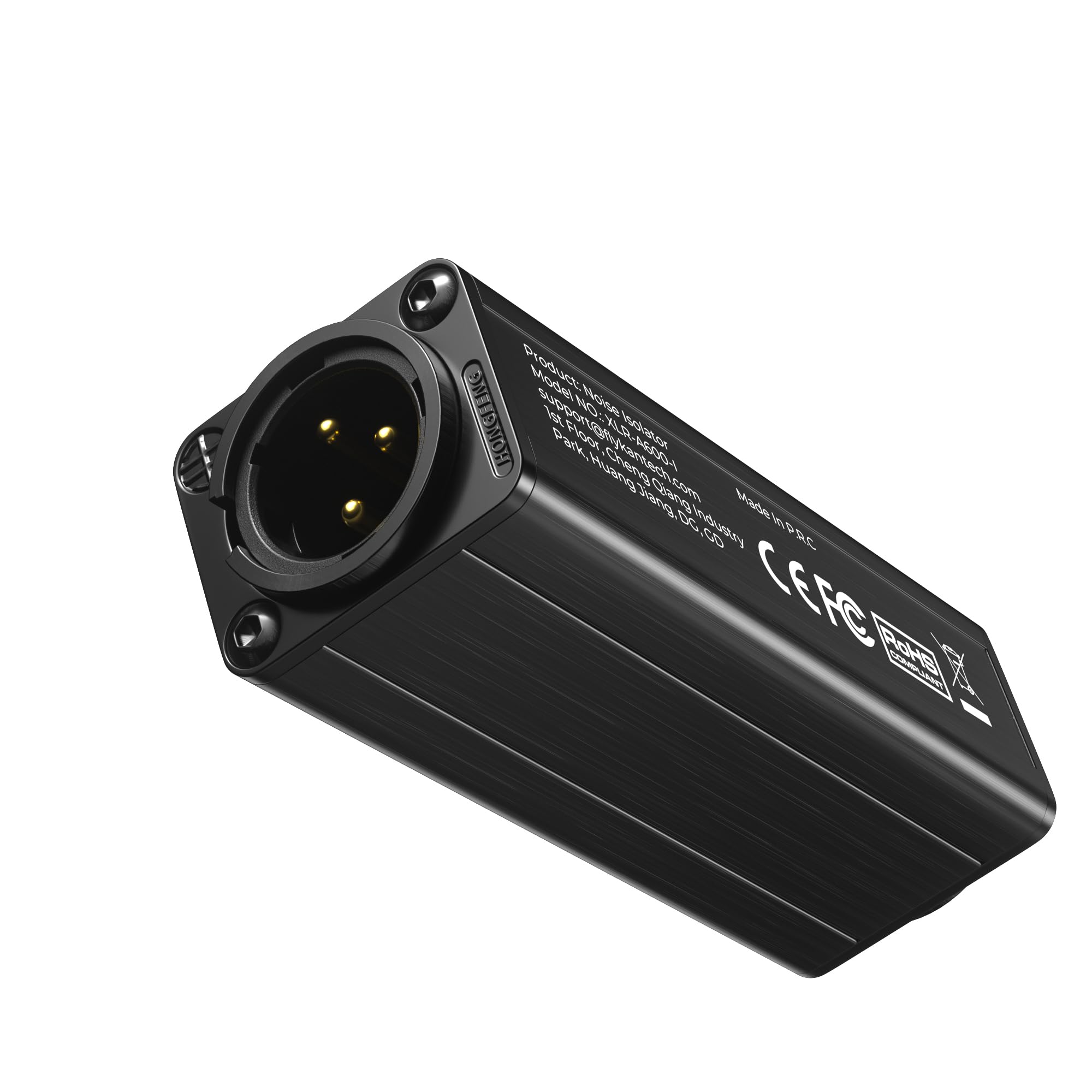 FLY KAN Professional XLR Noise Isolator,Audio Ground Loop hum Noise Eliminator-Single Channel,Passive,M/F,Metal