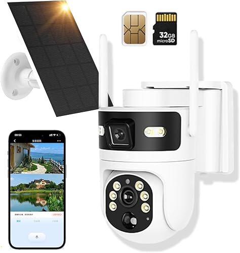 Miniatura 2 de Bestmotoring Cámara de seguridad solar celular 4G LTE para exteriores, no necesita WiFi, cámara PTZ inalámbrica 1080P FHD PTZ, detección de
