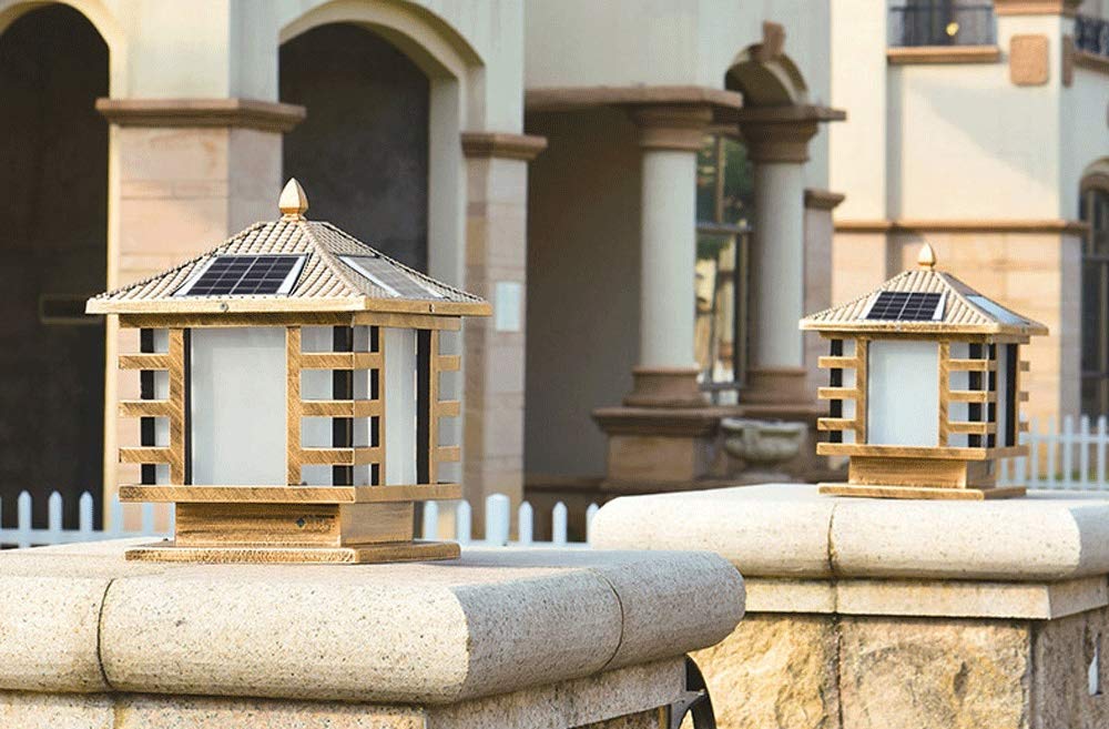 Vintage Kreative Quadratische Solar LED Säulenscheinwerfer IP65 Wasserdicht Rasen Fackel Licht Bodenleuchte Hochlicht Terrasse Landschaft Straßenlaterne Garten Villa Park Säule Scheinwerfer Weg
