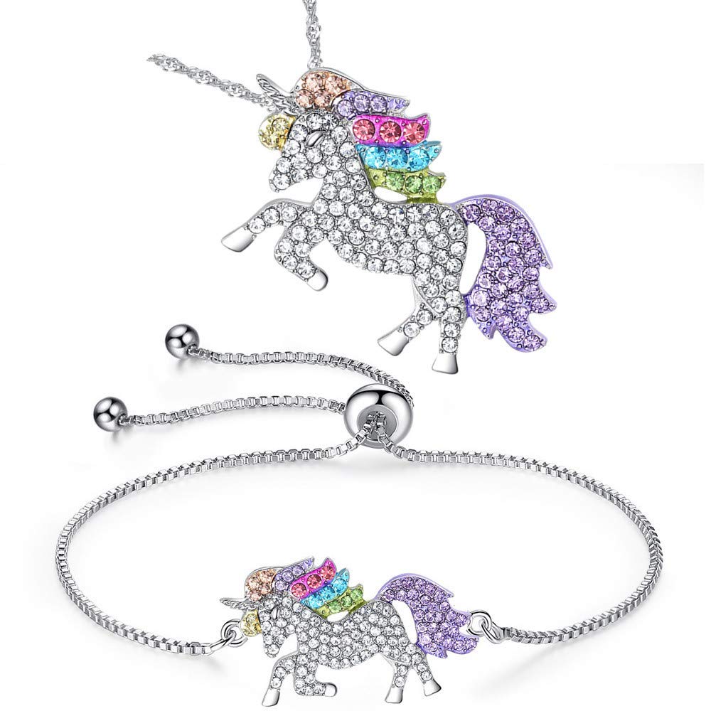 SANNIDHI® Unicorn Pendant and Bracelet Set for Women and Gril Colorful Unicorn Stylish Necklace and Bracelet Set for Girls & Women Zircon Necklace with Bracelet Set Gitting for Girl & Women - 2 Pcs (B08P4PG9VH) Amazon Price History, Amazon Price Tracker