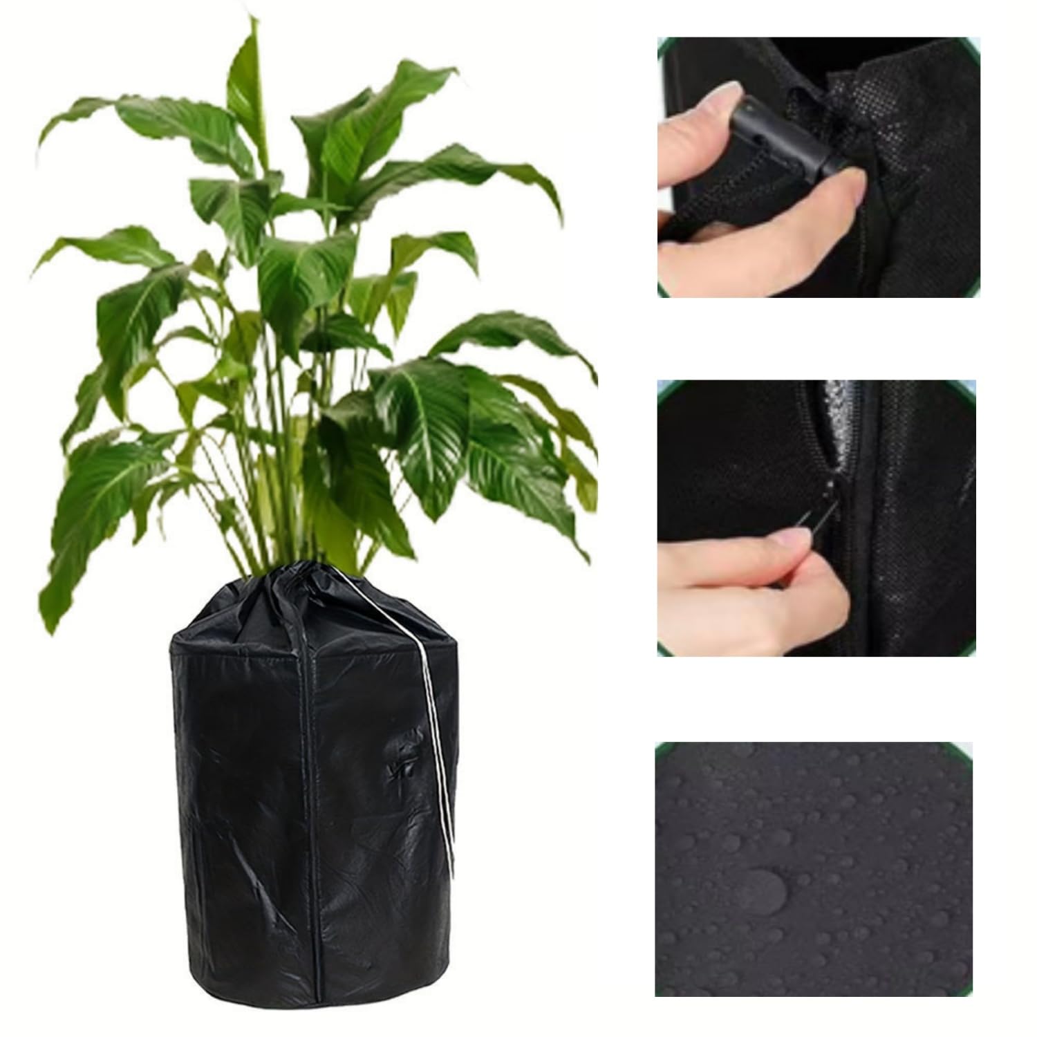 Paquete de 2 fundas protectoras para plantas de invierno, transpirables, resistentes al desgaste, con cordón y cremallera para plantas en macetas, árboles frutales