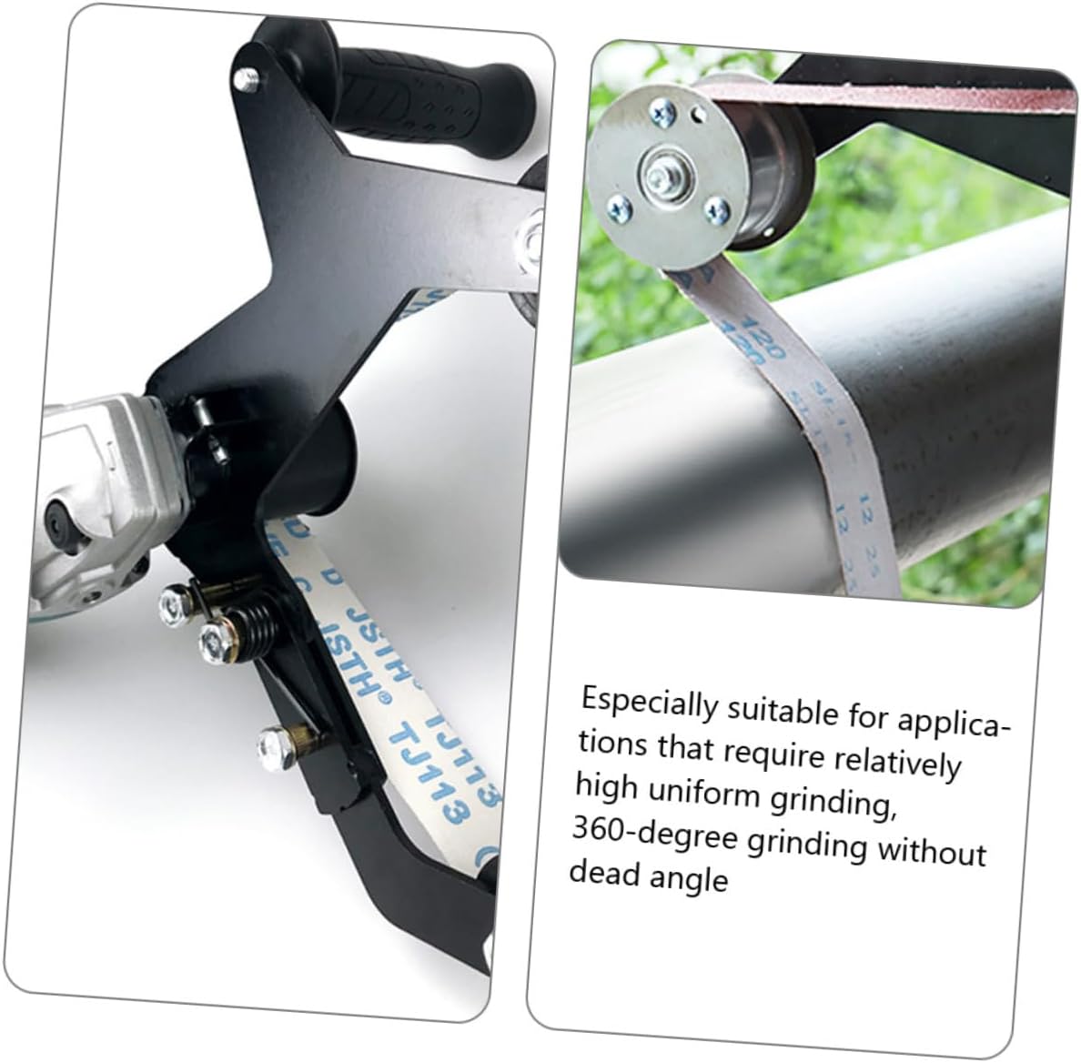 Uonlytech Handheld Belt Sander Attachment for Angle Grinder Portable Tube Polishing Sander Kit with Abrasive Belts for Stainless Steel Grinding and Mirror Finishing