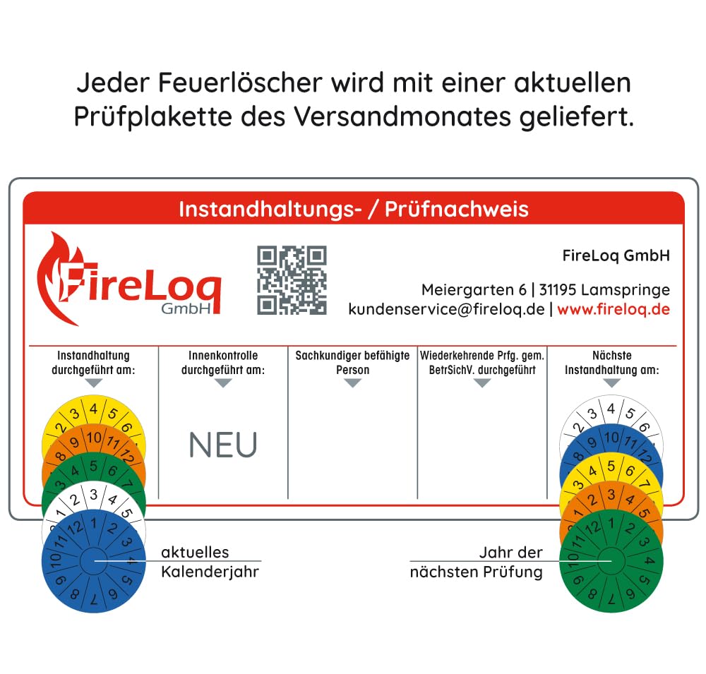 6L Schaum Feuerlöscher für Brandklasse AB mit 27A | 183B ergibt 9LE Dauerdruck inkl. Prüfnachweis,Wandhalter und Manometer