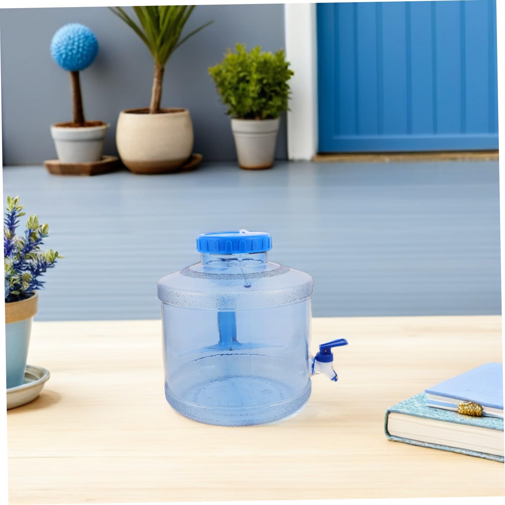 TOYANDONA Bidon Eau Portable avec Robinet Pc Alimentaire Seau Large pour Camping Randonnée et Urgence Bleu Ciel Facile à Transporter et Nettoyer