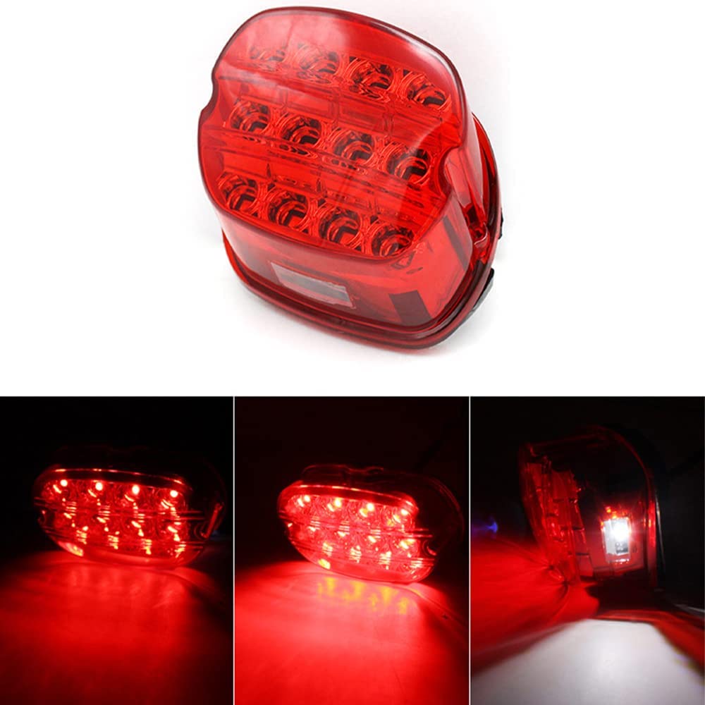 Riloer Światło tylne do motocykla, 13 diod LED, z soczewką dymną, czerwona/czarna do H-arley D-yna Road King Electra Glide Street Bob Touring tylne światło LED dymne z czerwonym oświetleniem, przewód