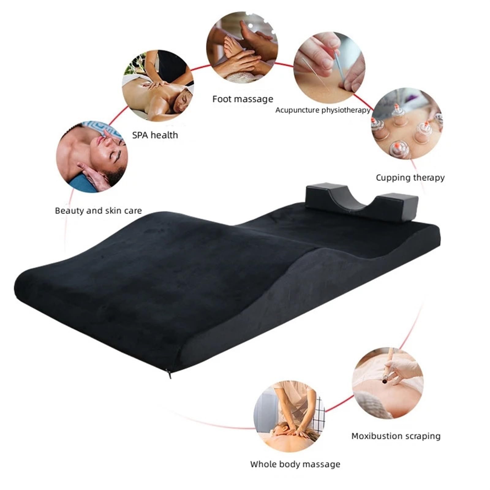 Matelas à Cils à Vagues IncurvéEs Matelas de lit à cils en mousse à mémoire de forme surmatelas incurvé matelas de lit à cils extension de cils lit beauté surmatelas à cils(Black,60cm width black)