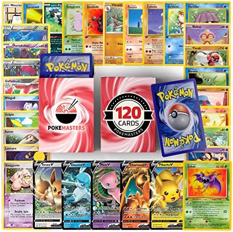 PokeMasters 120 Card Super Collection | 12x Holographic Cards | 1x Ultra Rare Guaranteed | Amazing Gift for Boy or Girl | 100% Authentic Cards | Includes 2X PokeMasters Deck Storage Boxes