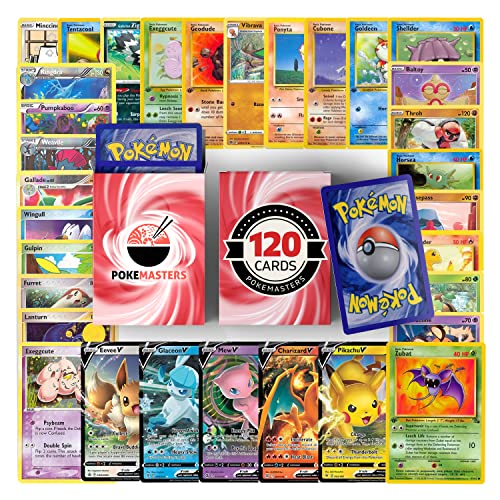 Pokemasters 120 Card Super Collection | 12X Holographic Cards | 1X Ultra Rare Guaranteed | Amazing Gift For Boy Or Girl | 100% Authentic Cards | Includes 2X Pokemasters Deck Storage Boxes #TOP3