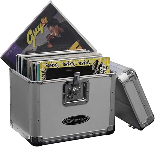 Miniatura 5 de Odyssey KROM Series - Estuche para 70 discos de vinilo individuales de 12 pulgadas y LPs con interior forrado de espuma, bloqueo seguro y asa, color