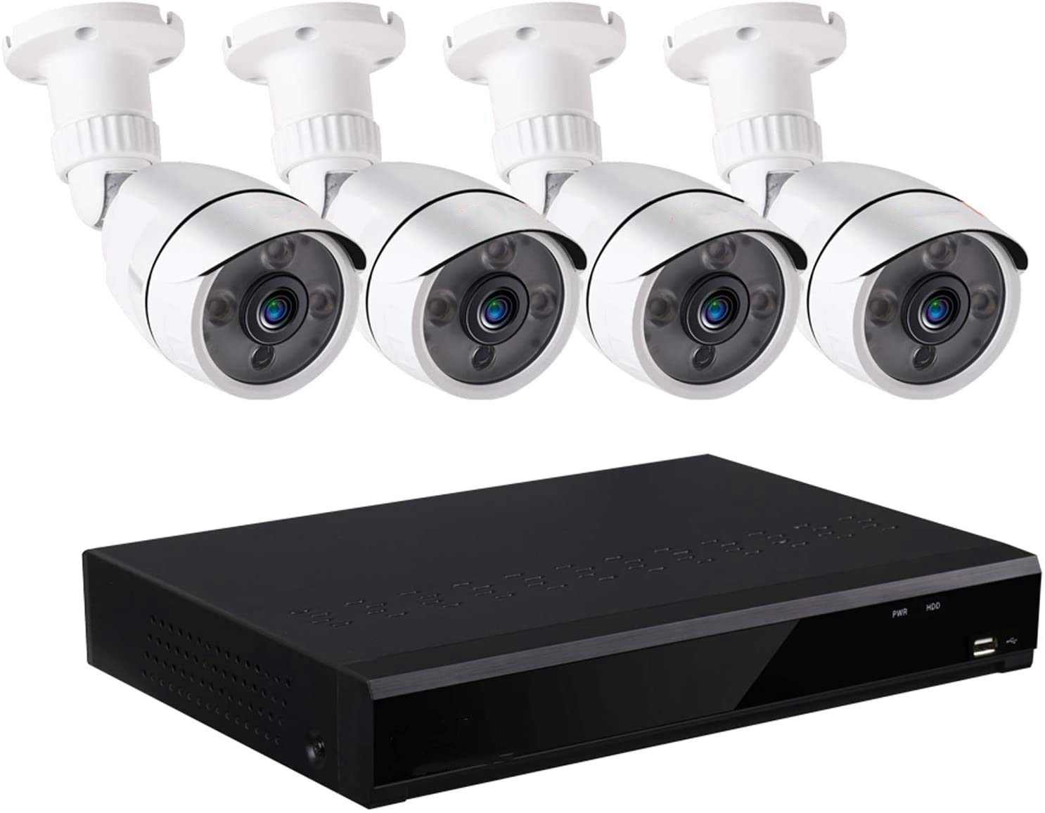 4CH Full HD 1080N/720P Expandable Security Camera System, 5 In 1 Surveillance DVR and 4X1.0MP Waterproof Outdoor Indoor Bullet Camera, Free APP Remote Viewing and Email Alert (Not HardDisk)