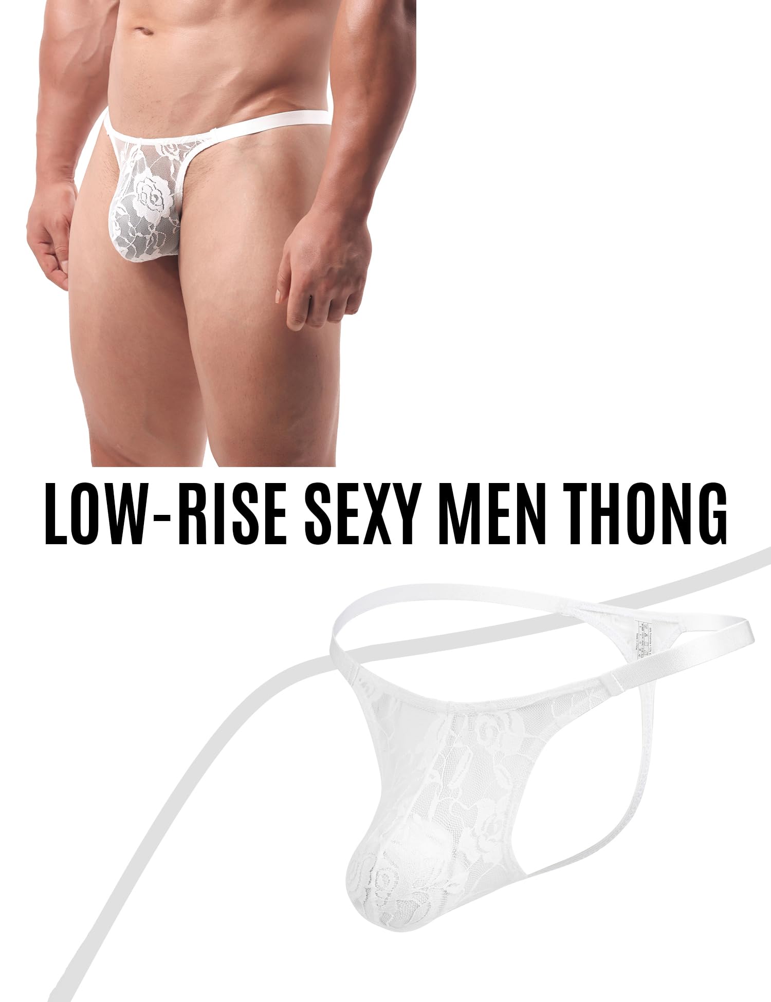 Sexy Outfit Tanga para Hombre Ropa Interior con Bolsa abultada Correas de suspensorio Sexy para Hombres Tangas de Tiro bajo Tanga Lencería con Espalda en T Suspensorio Trajes Mariquita Transpirables