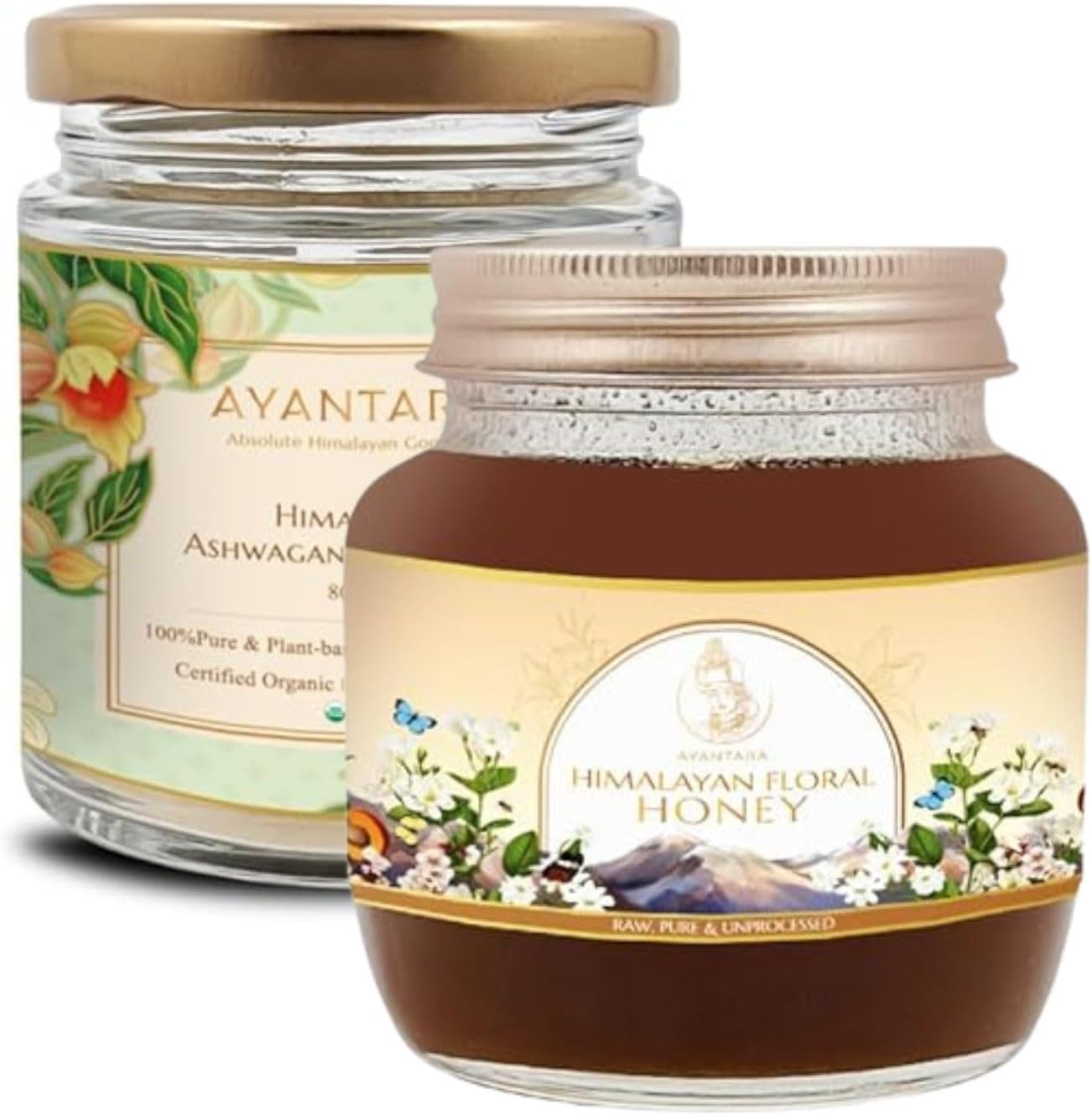 Himalayan Ashwagandha Powder(80g) and Floral Honey(250g) | 100% Natural, Organic & Pure | Improves Digestion & Immunity |Rich in Vitamins & Minerals | Zero Preservatives | Lab Tested (330g)