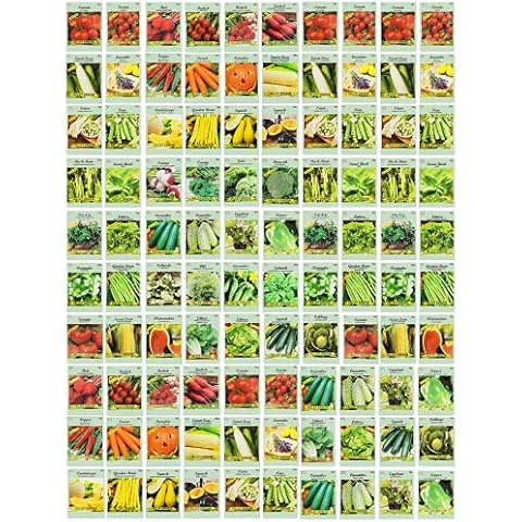 100 Assorted Heirloom Vegetable Seeds 100% Non-GMO (100, Deluxe Assorted Vegetable Seeds) Cover