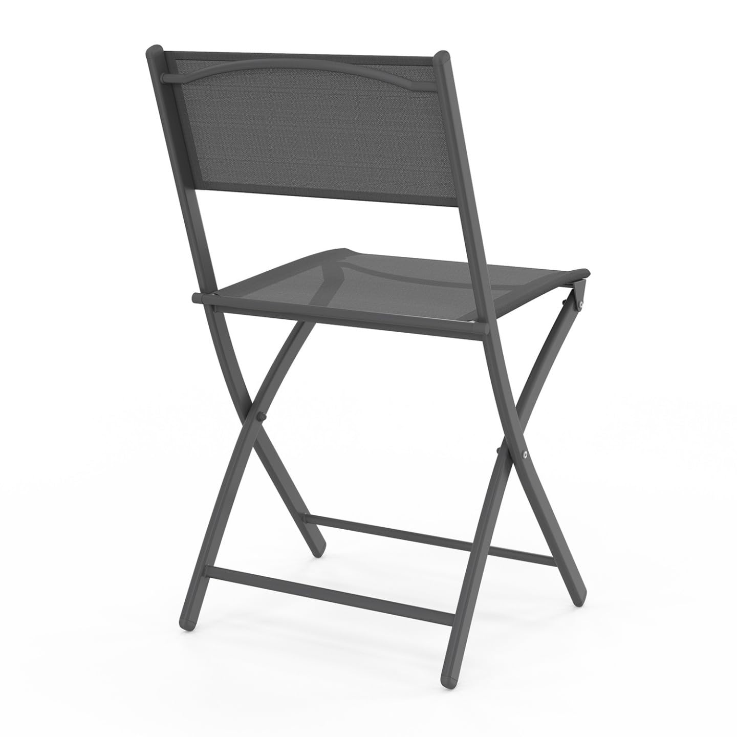 IDMarket - Lot de 4 chaises de Jardin Pliantes Bastia métal et textilène Gris Anthracite