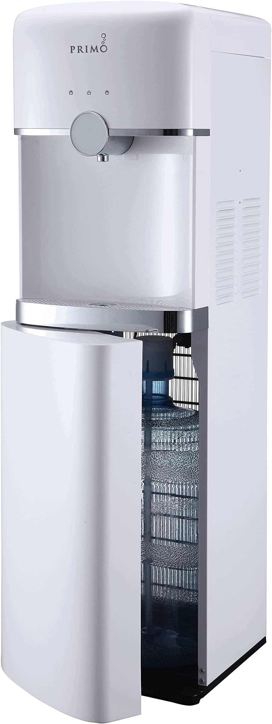 Primo Smart Touch Bottom-Loading Water Dispenser - 3 Temp (Hot-Cool-Cold) Water Cooler Water Dispenser for 5 Gallon Bottle, White, Touch Controls
