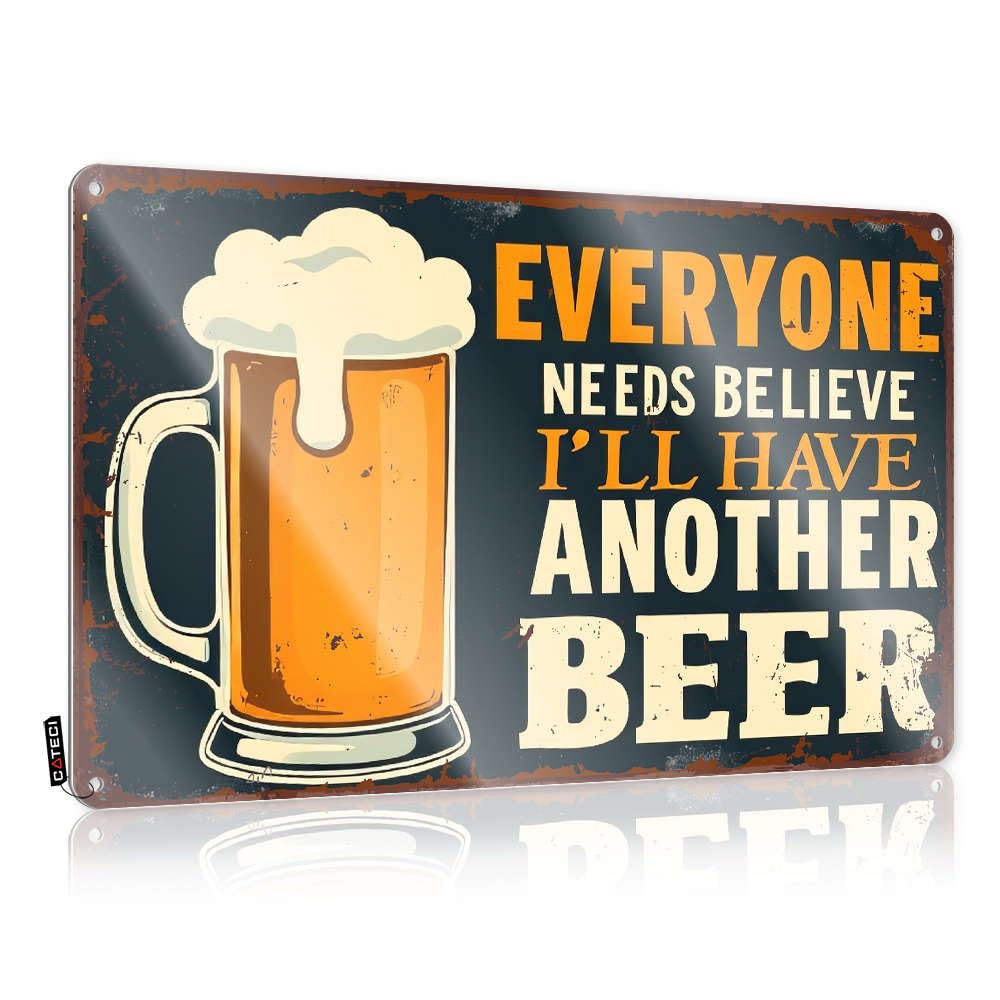 Bar Rules Sign Everyone Needs To Believe I'Ll Have Another Beer. Tin Sign Mancave Signs And Decor Tin Signs For Bar(20X30CM)