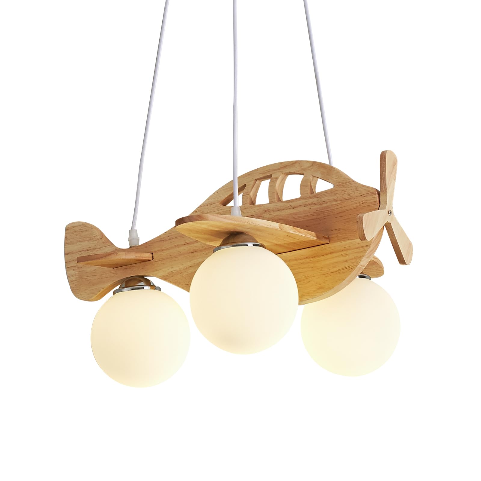 GHiycotdl Pendant Light for Children's Room,50Cm Creative Airplane Wooden Chandeliers Ceiling Light, E27 Led Ceiling Lamp for Baby Room