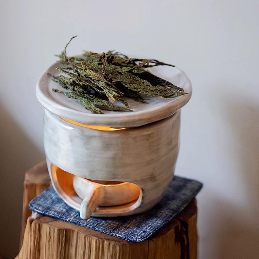 Quemador de cera cerámico para aromaterapia blanco miniatura 3