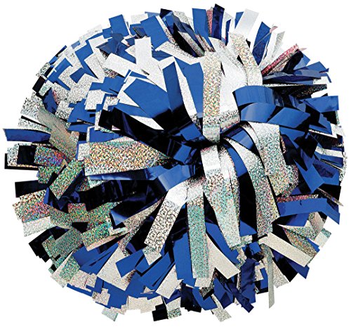 chassé Metallic with Holographic Mix Cheerleading Pom - Royal/Silver