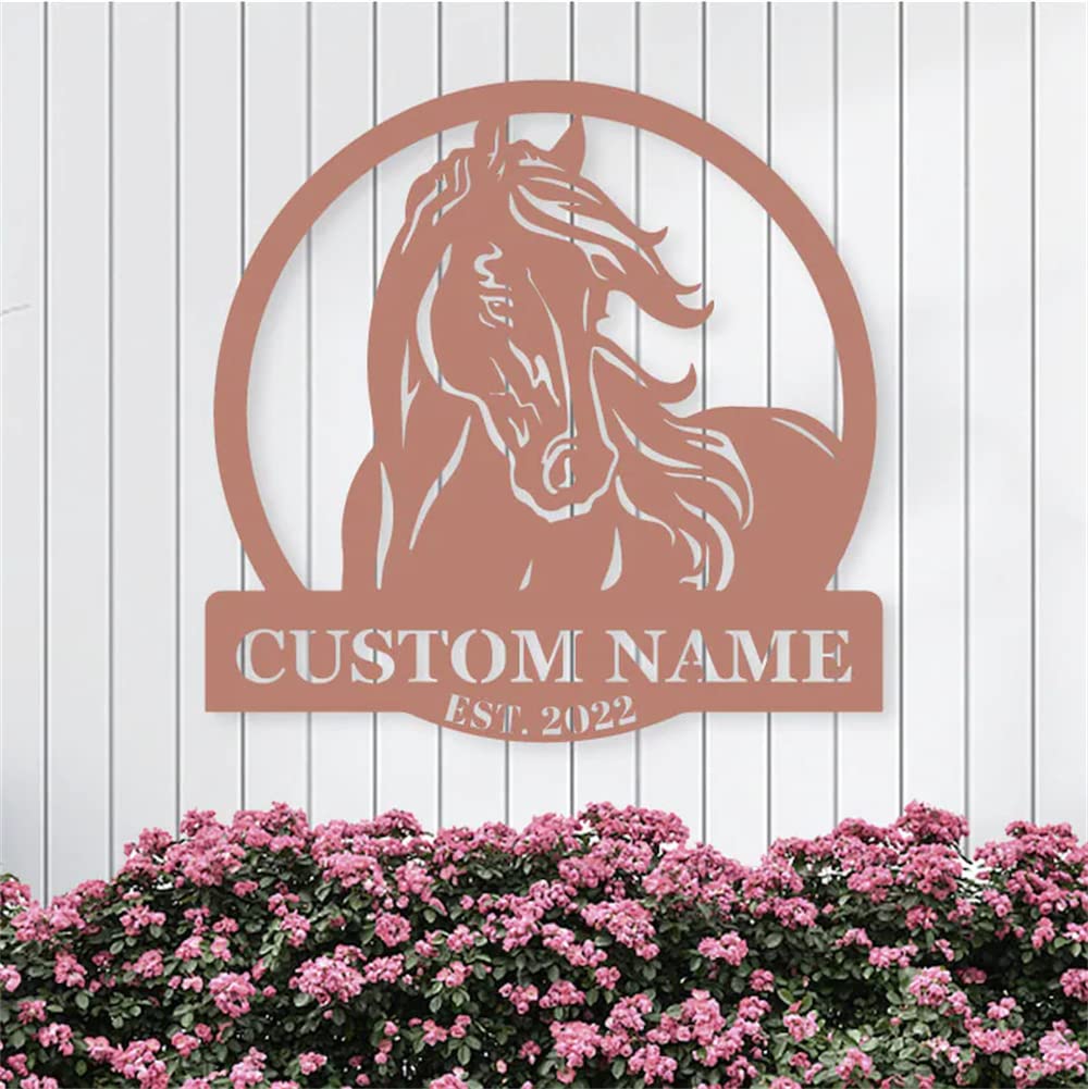 Cavallo Metallo Wall Art, Horse Farm Segni Metallo Esterno, Personalizzato Cavallo Indirizzo Segno