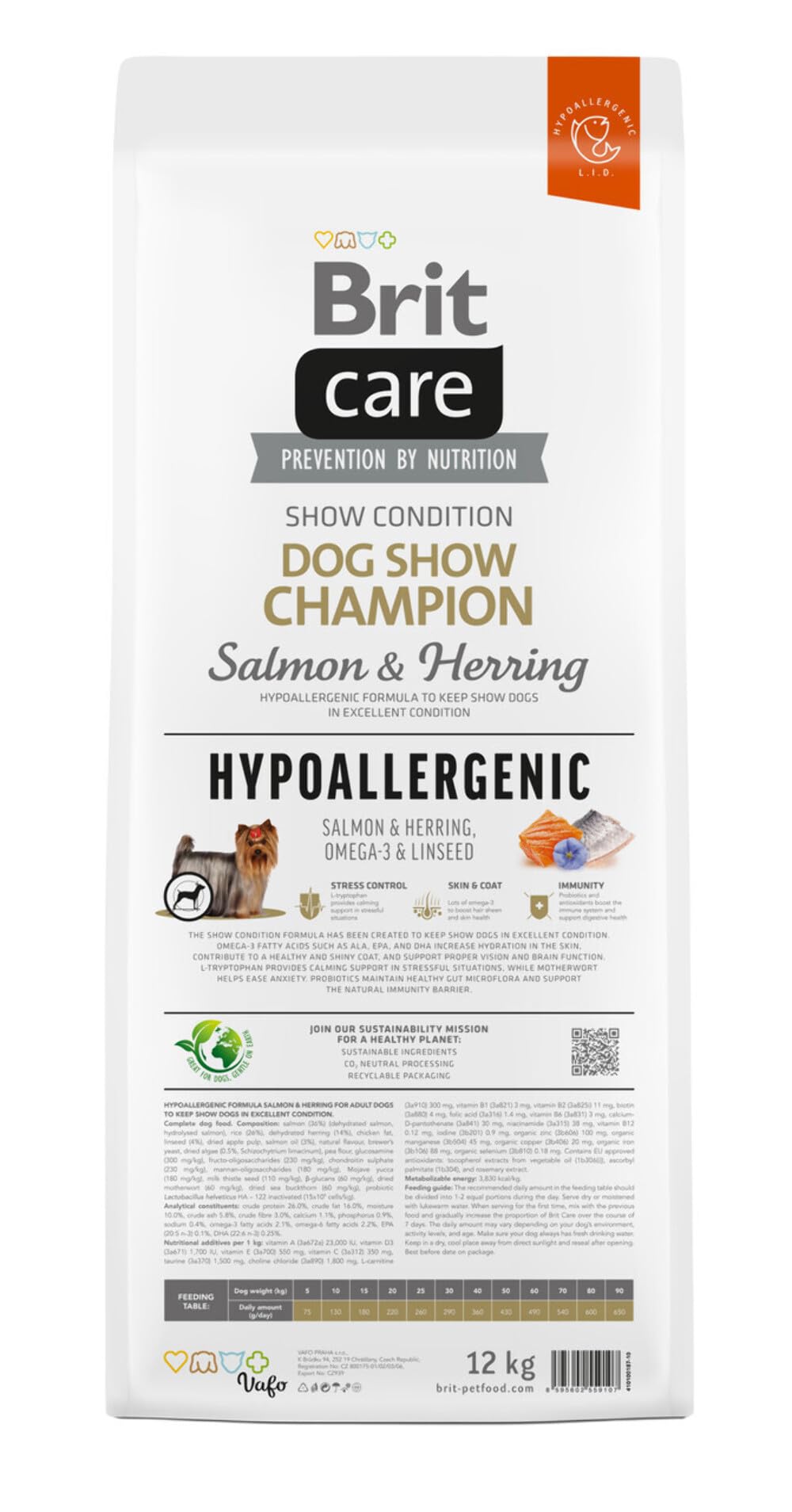 BRIT Care Hipoalergénico Adulto Perro Show Champion Salmón & Arring - Alimentos Secos para Perros - 12 kg