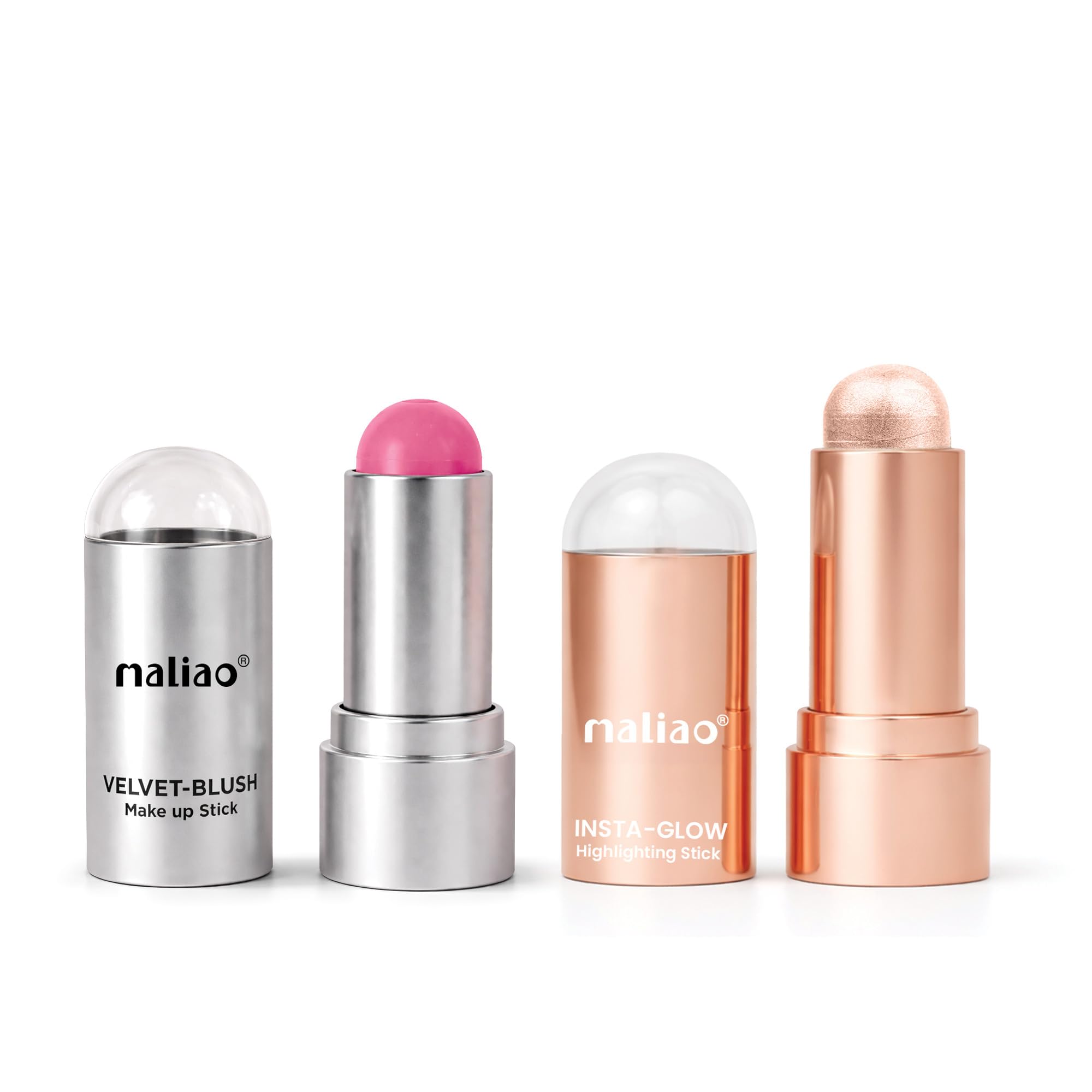Maliao Blush & Highlighter Stick Combo | Velvet Blush & Insta-Glow Highlighting Stick | Smooth Blend, Long-Lasting Glow & Radiant Finish | (8g Each)-image-30