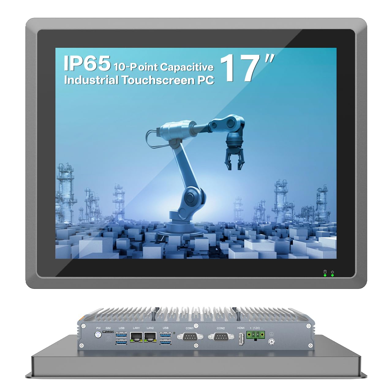 17 inch Industrial Embedded Fanless Panel PC,10 Point Capacitive Industrial Touch Screen Computer,IP65 All-in-One Computer,Windows OS,for Kiosk,Factory,Automation (i3-7100U,16GB RAM 512GB SSD)