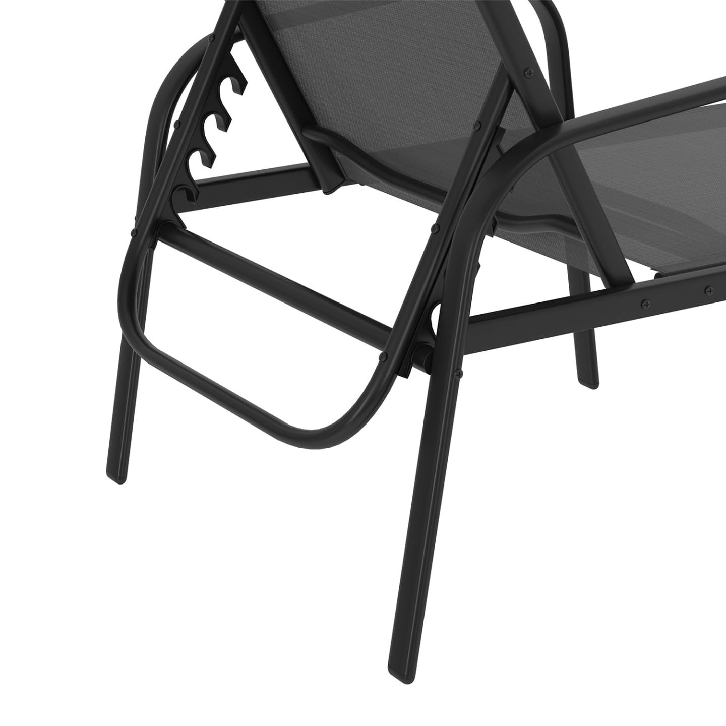 IDMarket Fidji - Conjunto de 2 tumbonas de jardín reclinables, de acero negro y tela gris antracita