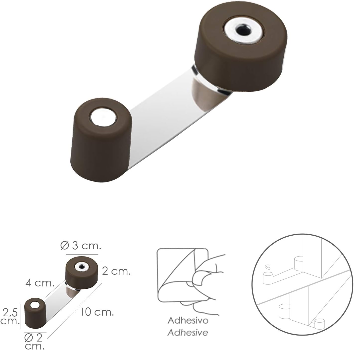 Door Stop with Metal Retainer/Rubber Brown