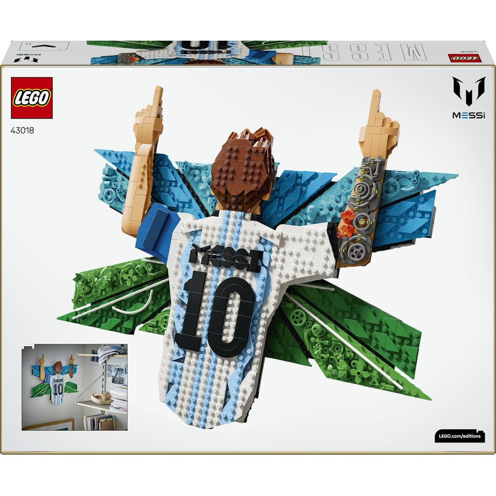 LEGO Editions Lionel Messi — cieszynka 43018 | Sportowa dekoracja, zestaw klocków dla dzieci, prezent dla fana piłki nożnej, dla chłopców i dziewczynek 14+, 1427 elementów