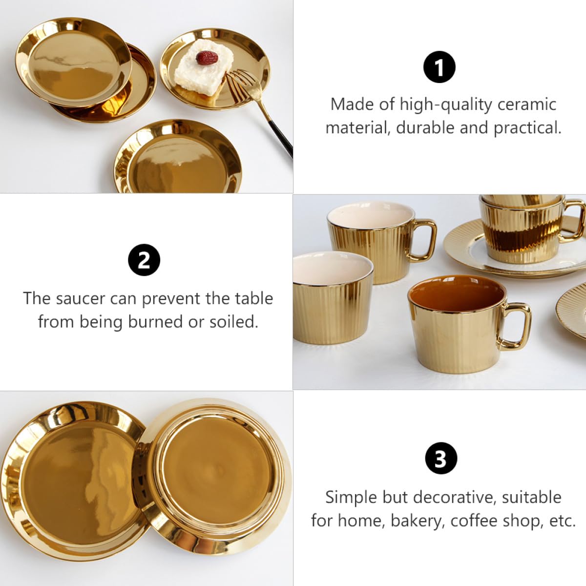 INOOMP Set de Tasse à Café avec Soucoupe Élégante en Céramique Blanche 250ml Design Pratique pour Maison ou Café et Usage Individuel