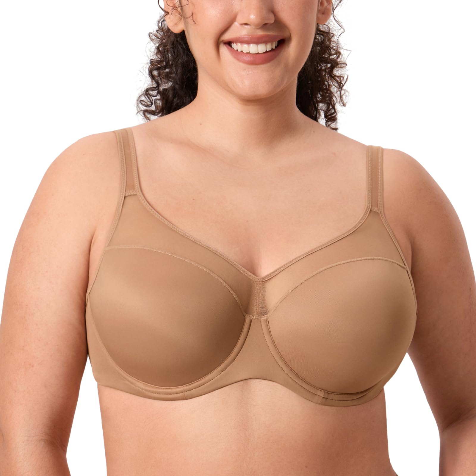 DELIMIRA Reggiseno Allattamento In Pizzo Senza Ferretto – Taglia Forte, Rosa Nudo, Comodo Per Dormire E Allattare - 5