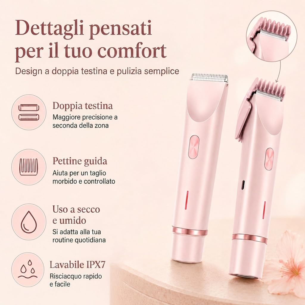 Shavea Rasoio Donna Impermeabile, Testina Precisa Per Bikini Corpo Ascelle (Blu)