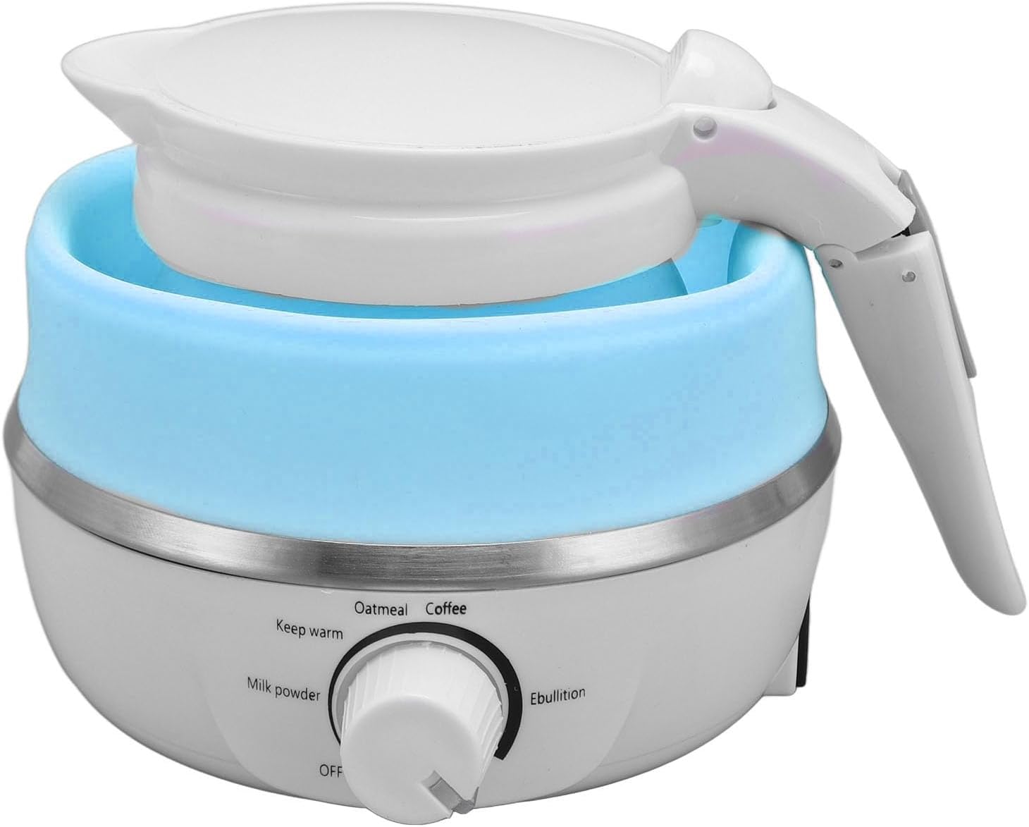 Luqeeg Travel Foldable Electric Kettle, 600ml Travel Kettle with Food Grade Silicone, Adjustable Temperature Hot Water Boiler, Auto Power Off, Water Boiling Tea Pot (US