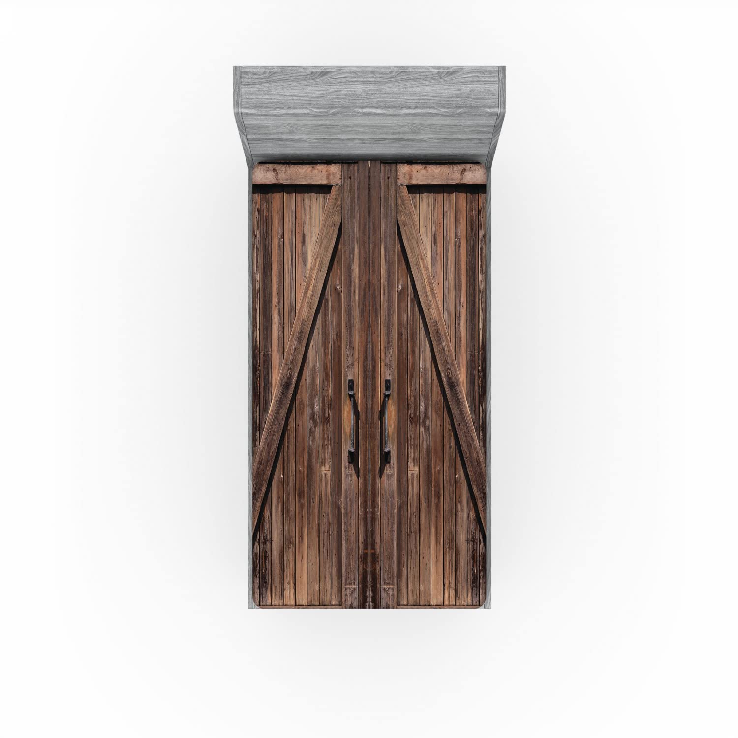 Ambesonne Rustic 2 Pack Fitted Sheet, Wooden Barn Door Image, Bed Cover All-Round Elastic Deep Pockets 2 Pieces, Package Contains 2 Twin Size Fitted Sheets, Beige